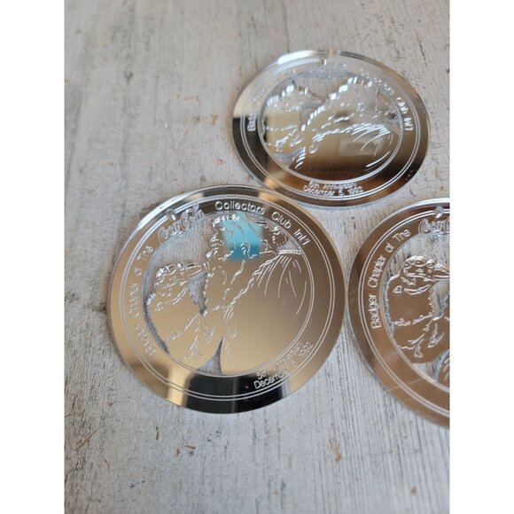 Vintage Wisconsin badger coca cola Santa Claus mirror ornament Xmas set - Picture 2 of 6